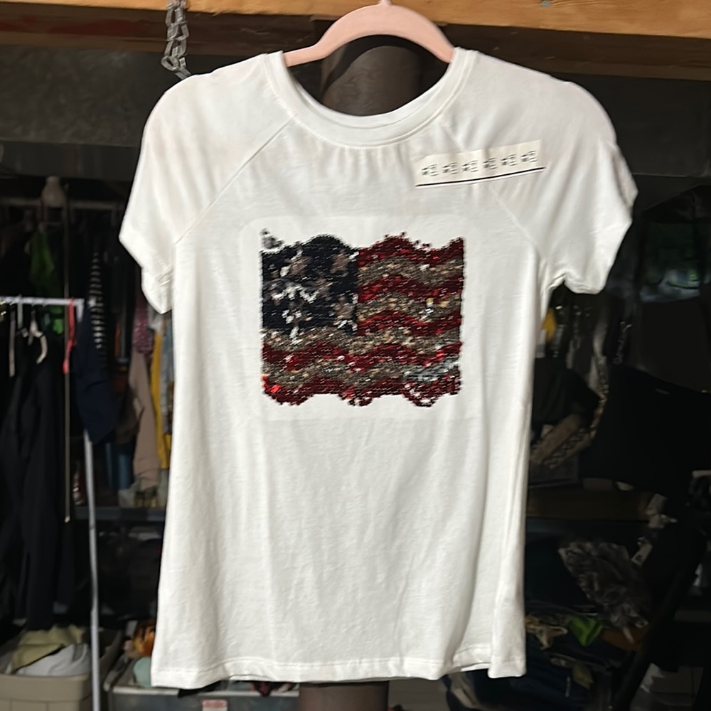 Sequin American Flag T-Shirt